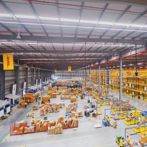 Interior of DHL warehouse in India