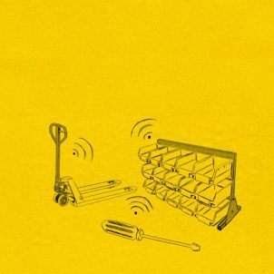 An illustration of smartsensors and a pallet truck.