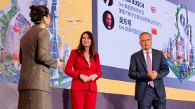 Katja Busch and Dongming Wu on stage at DHL Now & Next China summit
