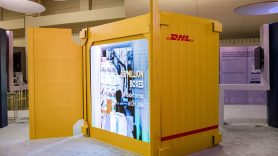Video screen inside DHL container