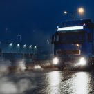 Truck driving at night