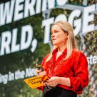 Margi von Gogh from WEF speaks on stage during DHL event