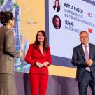 Katja Busch and Dongming Wu on stage at DHL Now & Next China summit