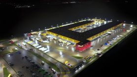 Logistic center in Poznan at night