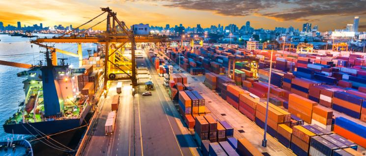 Freight port at night