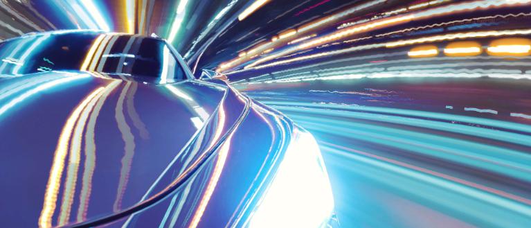 Futuristic car at night