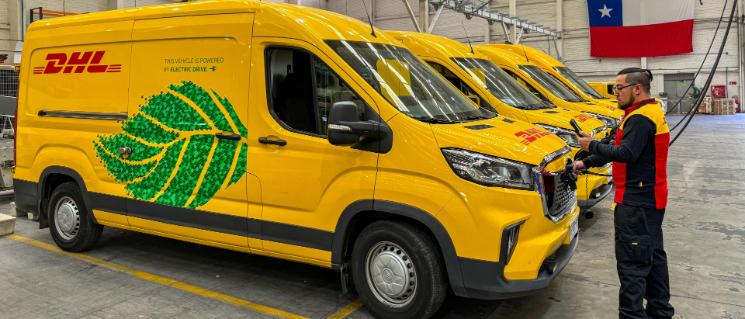 Electric vans from DHL are charged