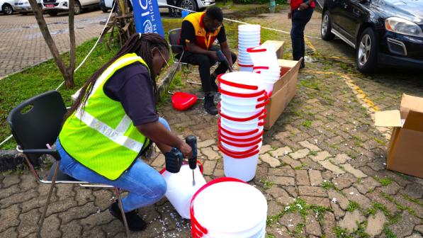Holes are drilled into the buckets