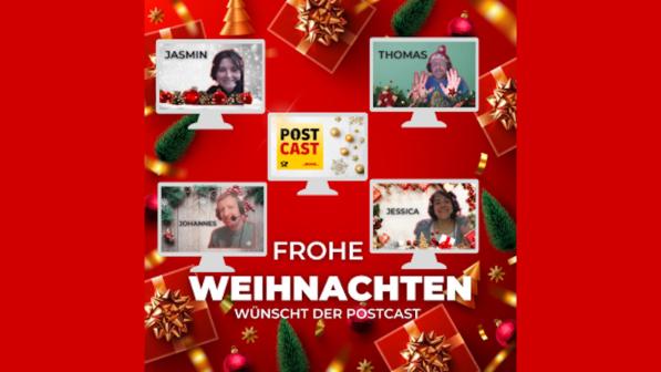 Jasmin, Thomas, Johannes und Jessica wünschen Frohe Weihnachten, Foto: DHL Group