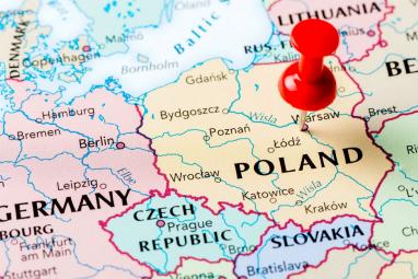 Map with pinmarker in poland