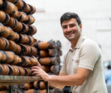 Man sorts shoes