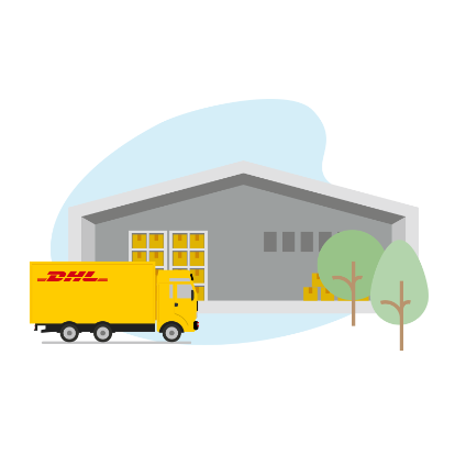 DHL warehouse and truck.