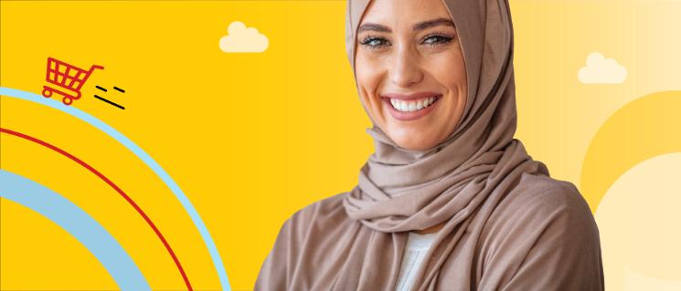 Woman showing a friendly face.