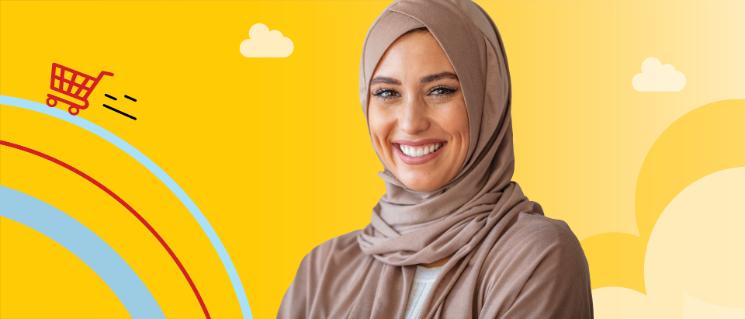 Woman showing a friendly face.