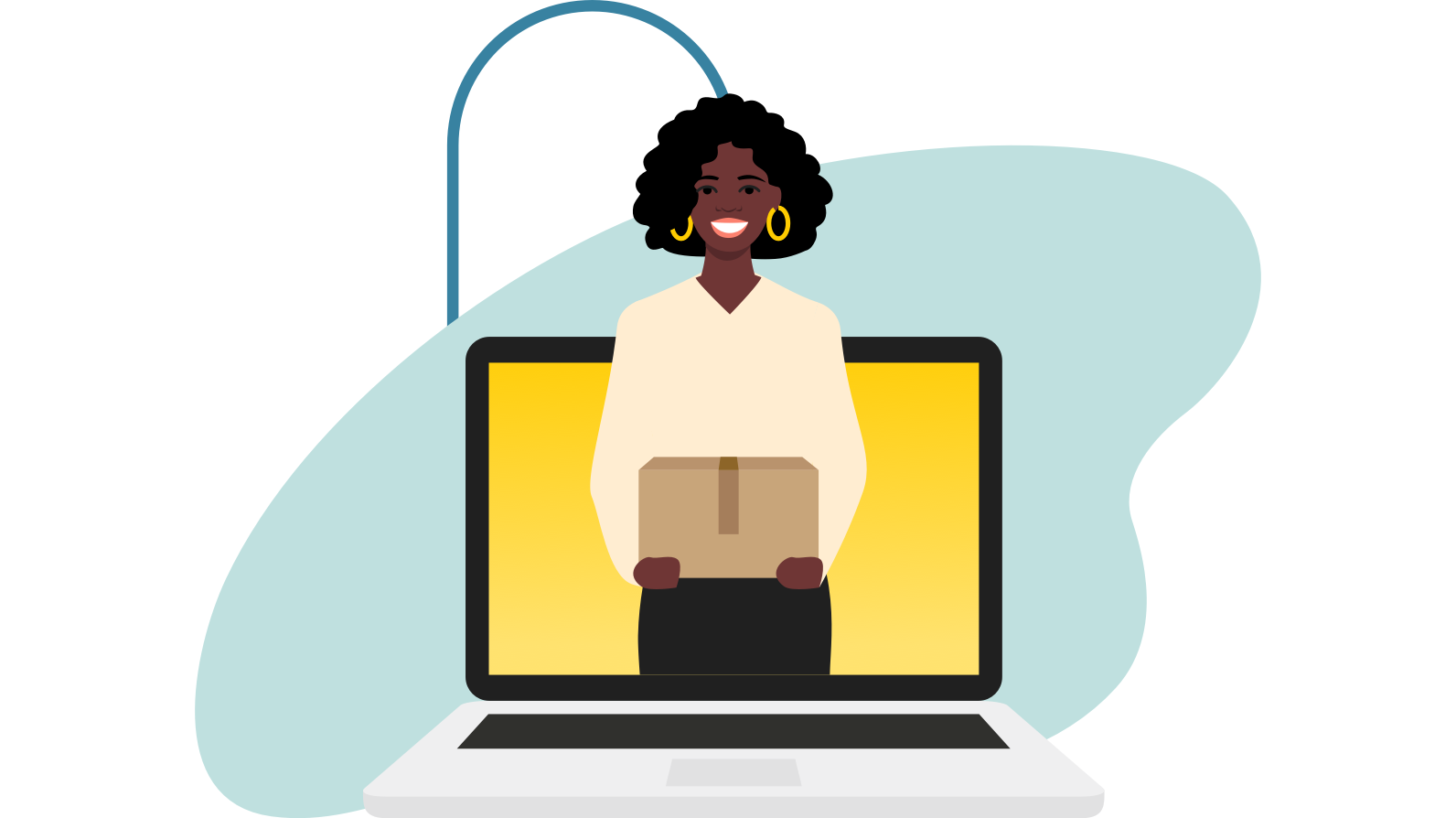 Eine sitzende Frau arbeitet am Computer.