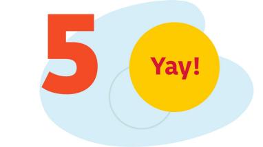 „Yay“ mit der Nummer 5 dahinter.