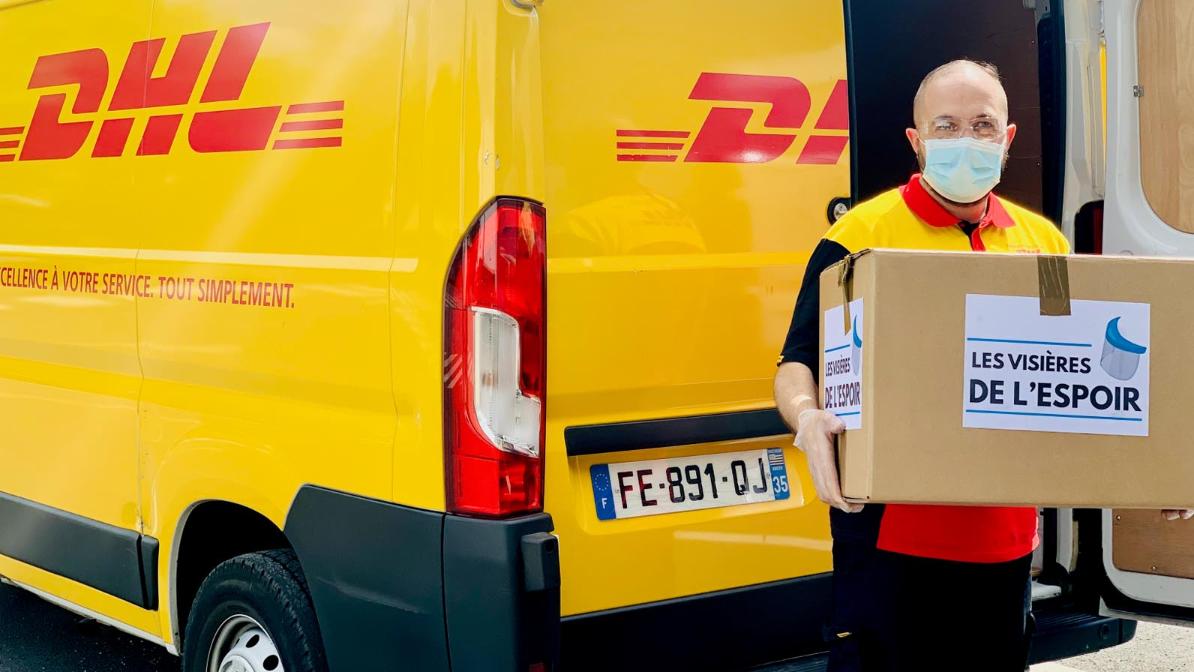 Crise COVID19 DHL solidaire des soignants livraison de 100 000 « Visières de l’Espoir