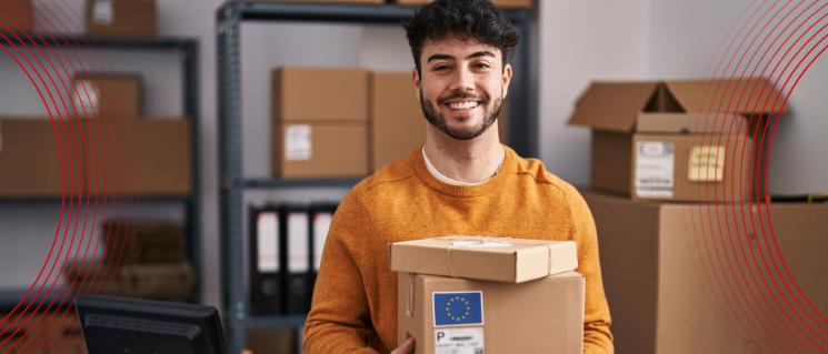 2 people with a package in their hands