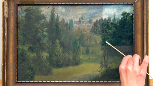 A painting before and after restoration.