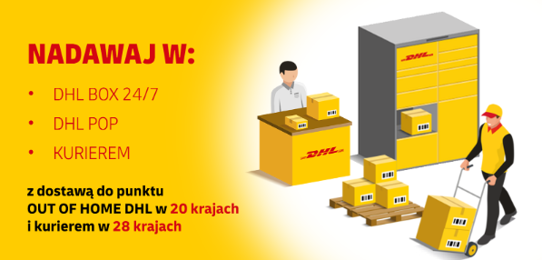 Pracownicy DHL z pudełkami