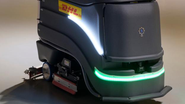Cleaning robot in a warehouse