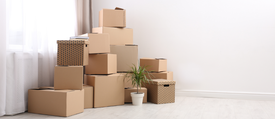 Boxes at the corner of a room