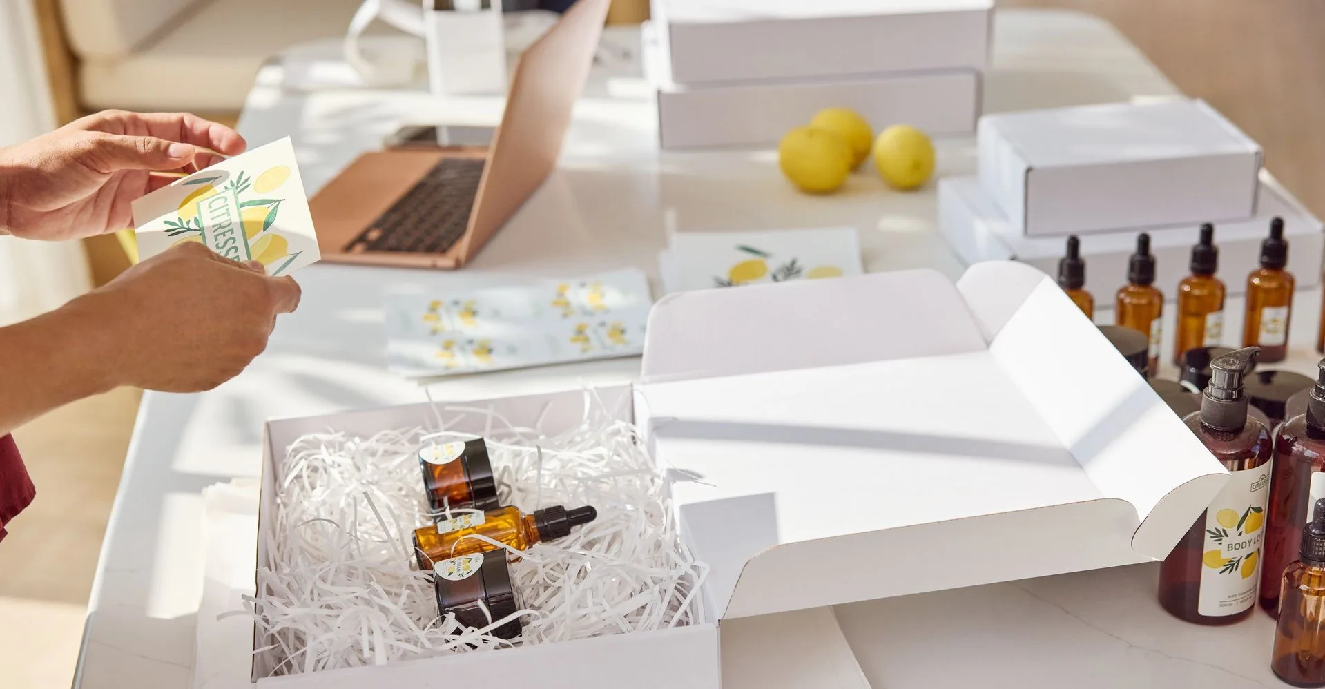 An e-commerce business getting their products ready for shipping