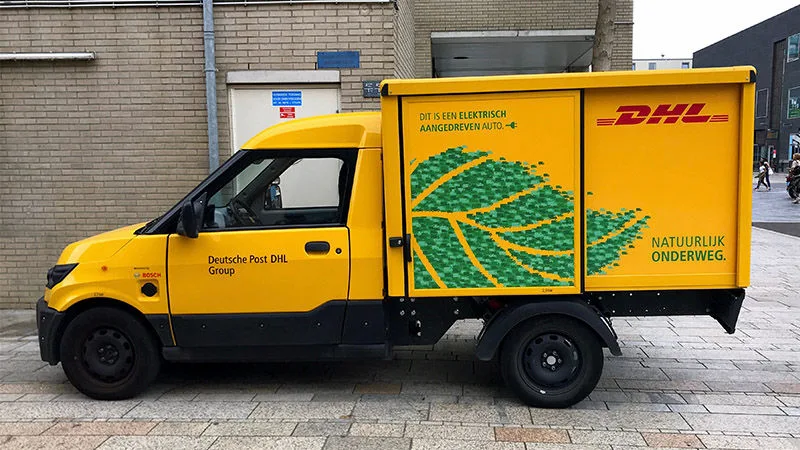 yellow DHL van