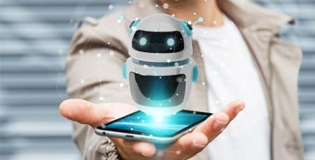 hologram of robot on mobile phone