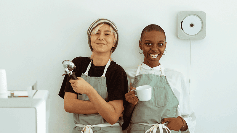 two women smiling