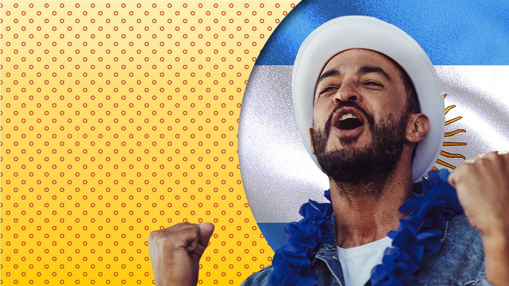man cheering