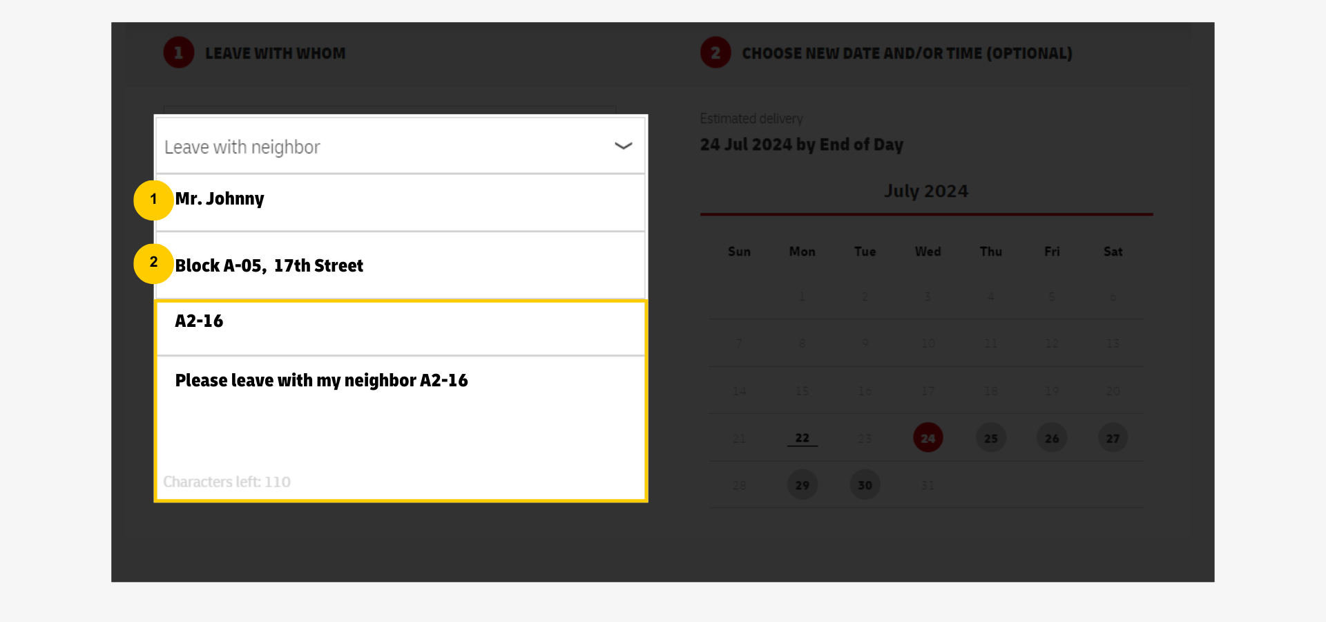ODD  On Demand Delivery - ODD Leave with Neighbor Guard details