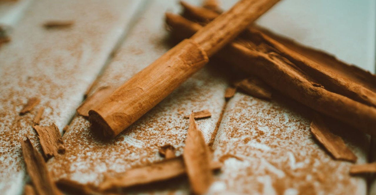 close-up of cinnamon sticks