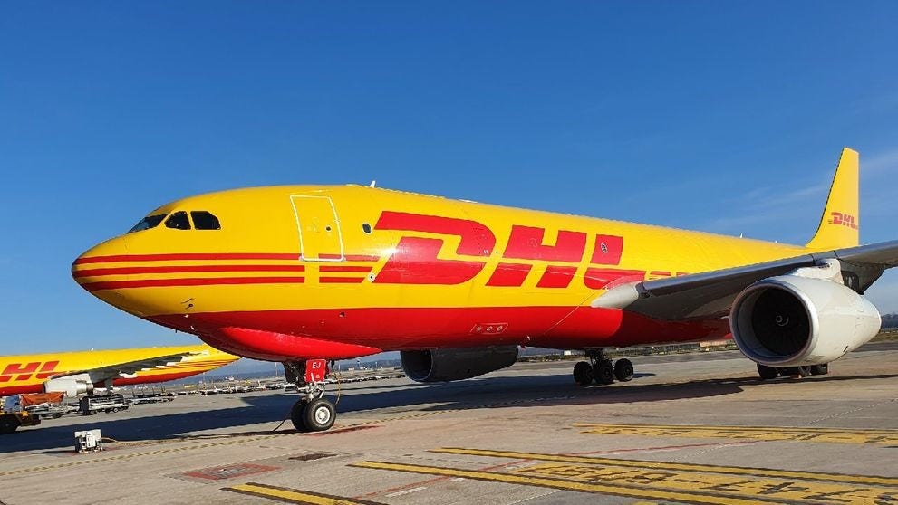 dhl express plane using sustainable aviation fuel (SAF)