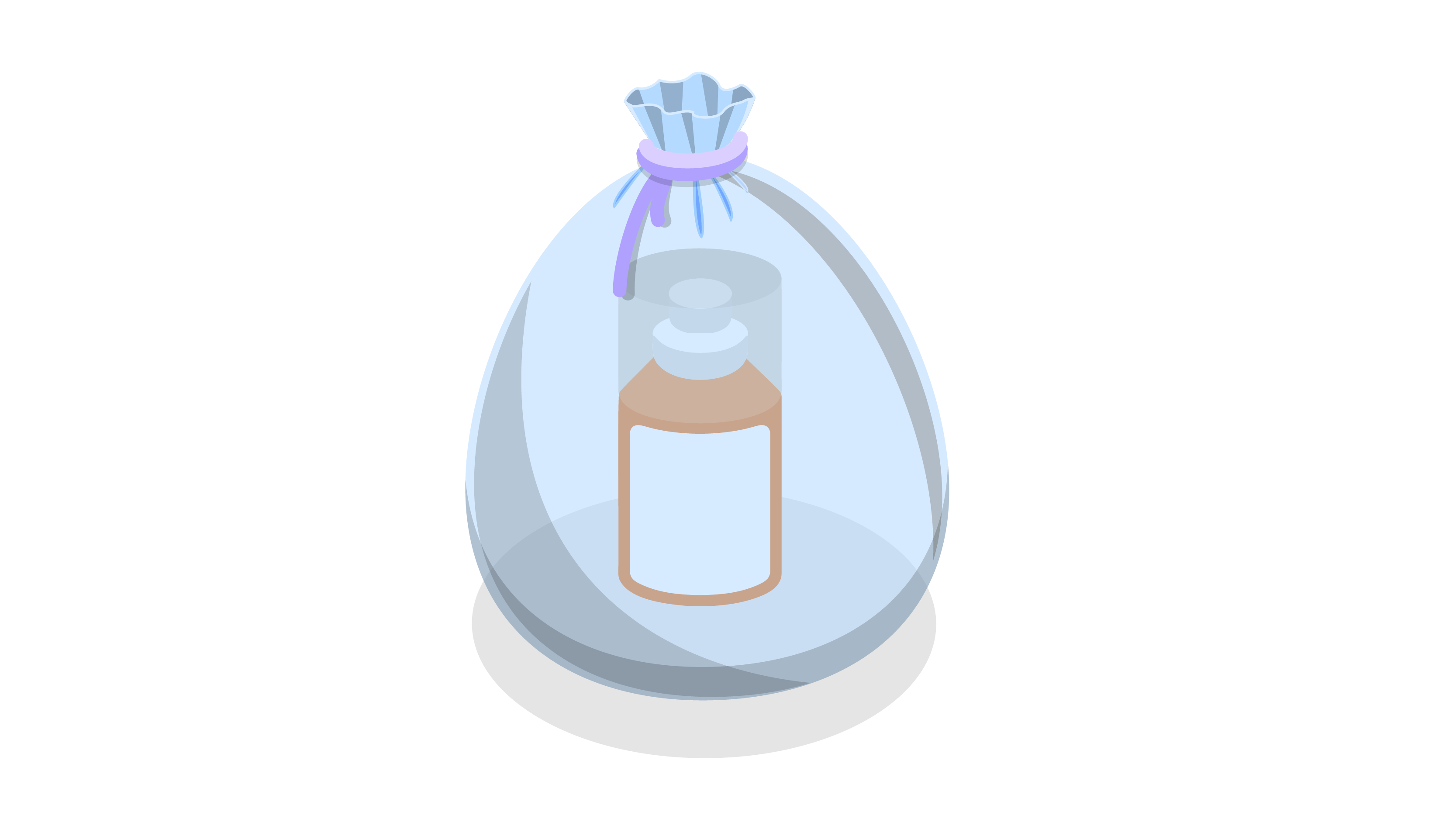 graphic image a bottle in a polythene bag
