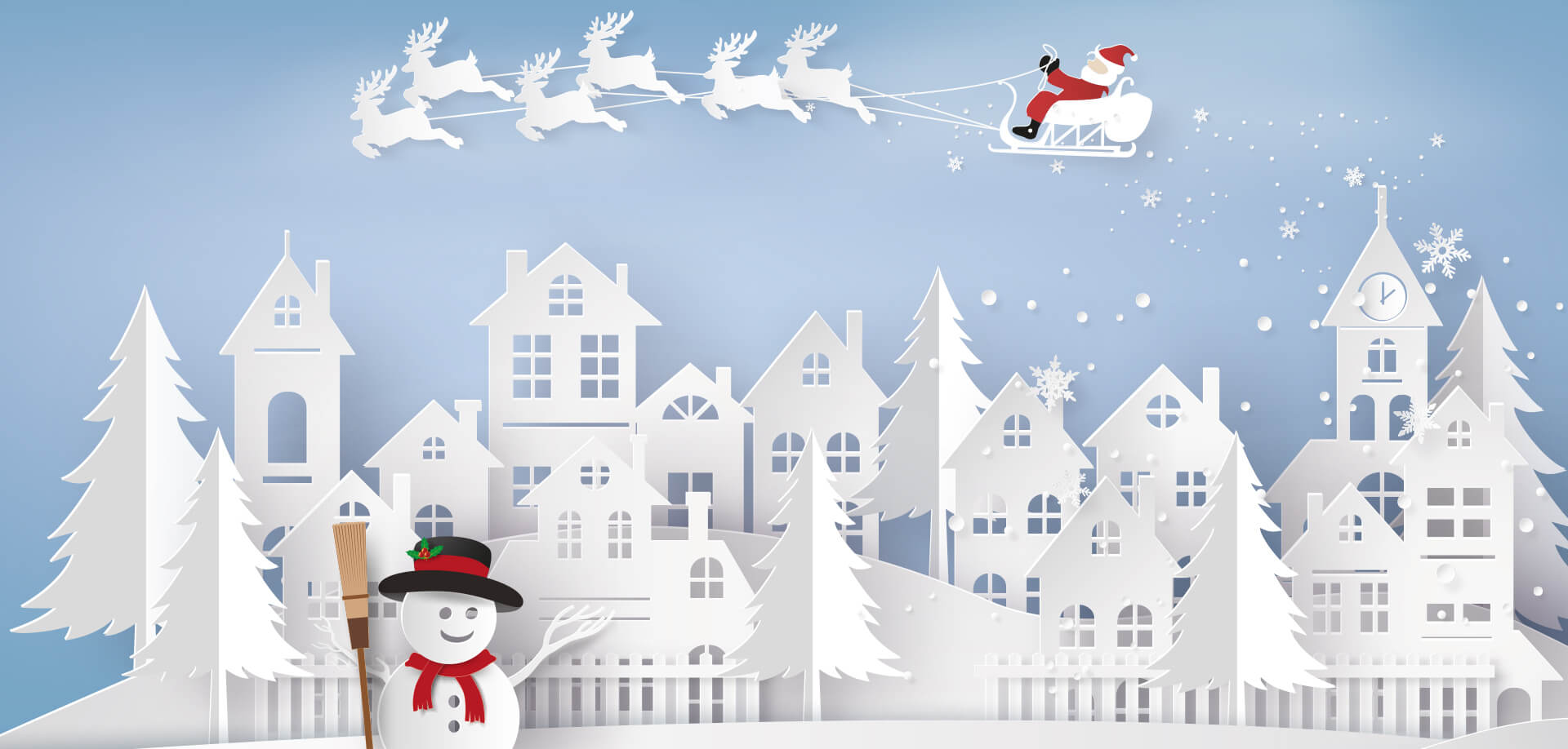 paper cutouts of a Christmas scene