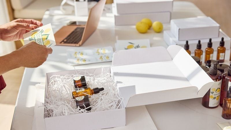 Amazon FBA international seller preparing package