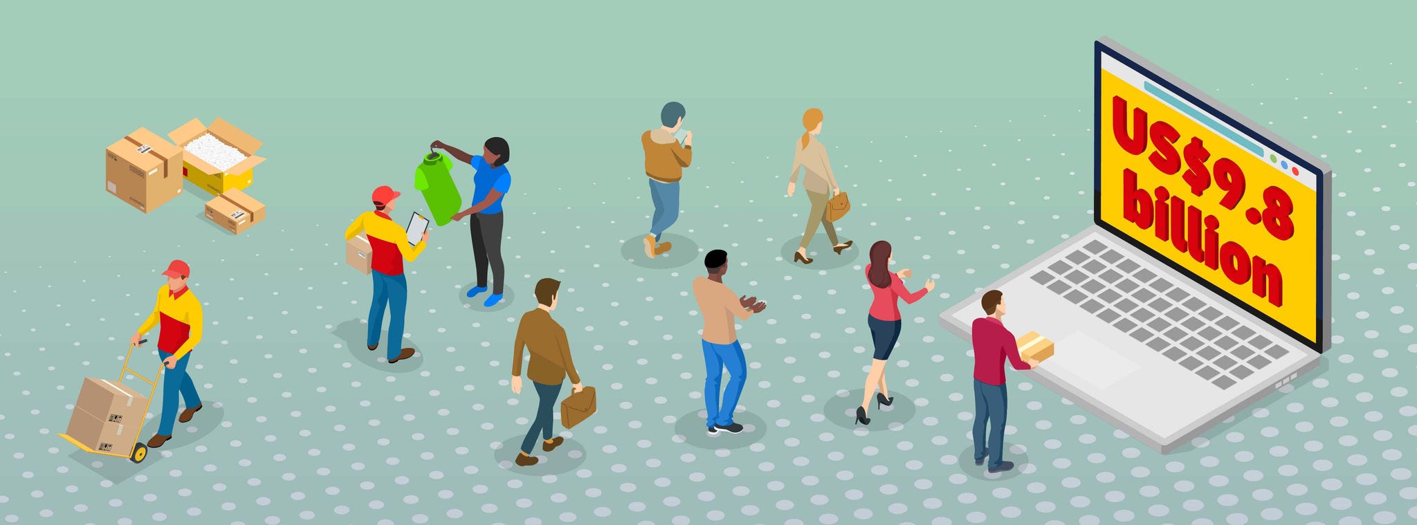 Vendredi fou 2024 image graphique de personnages et d’un ordinateur portable