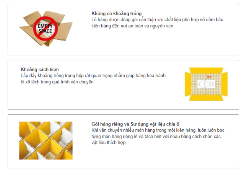 Phương thức đóng gói hàng tiêu chuẩn khi vận chuyển đi Mỹ