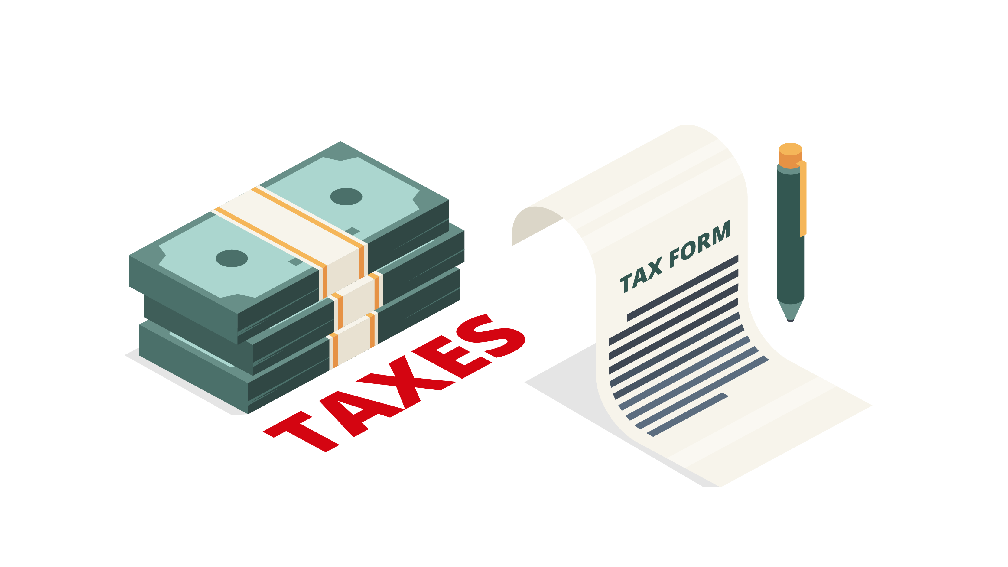 graphic image of taxes and money