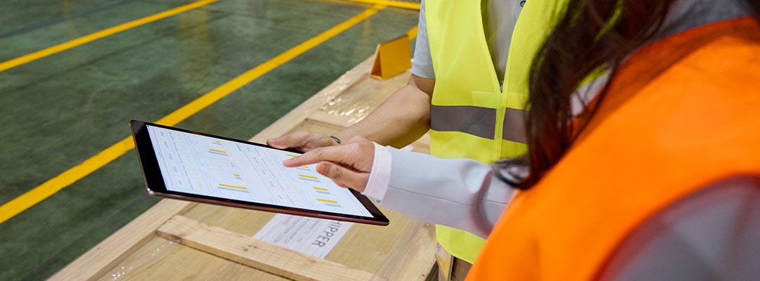 hand swiping on a tablet