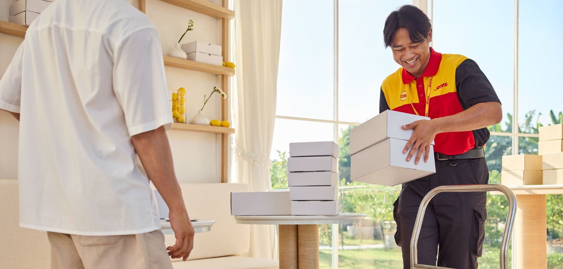 dhl courier holding package