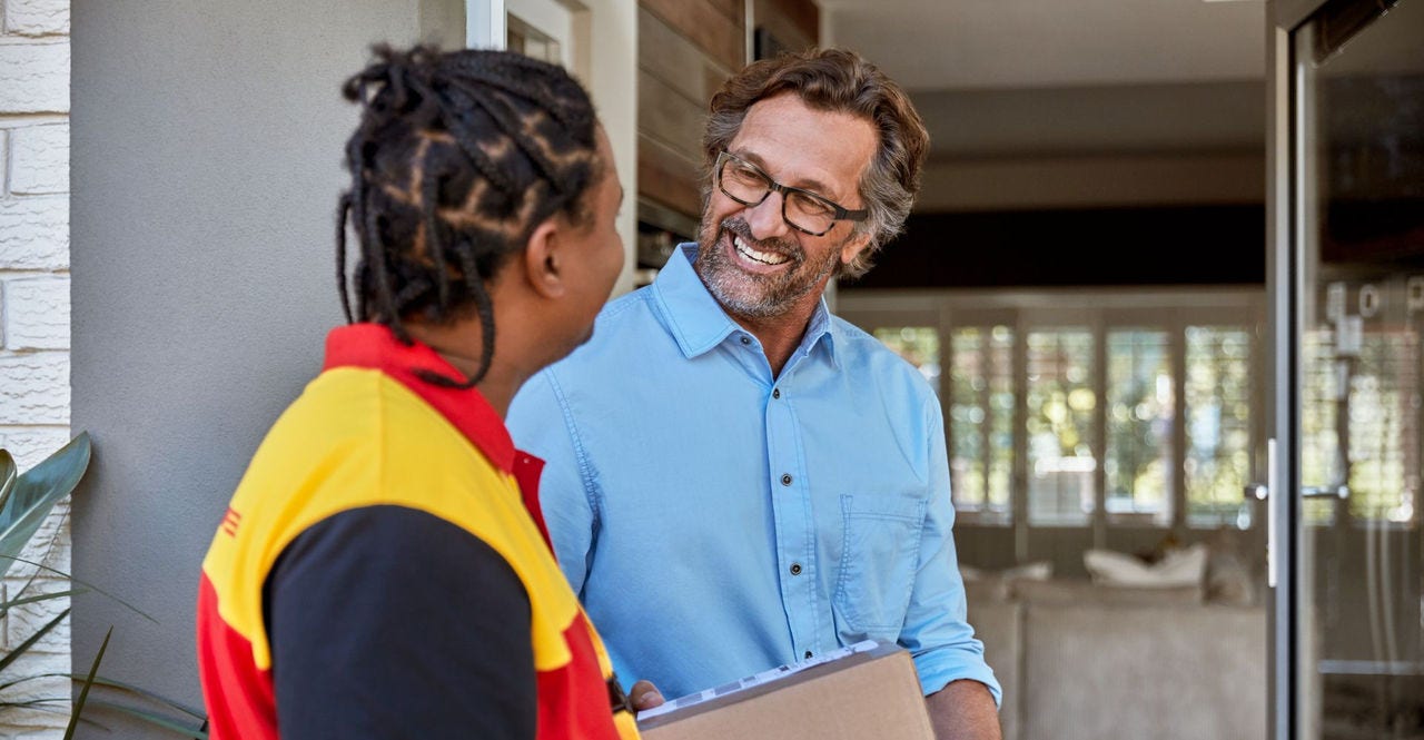dhl express customer receiving a father’s day gift