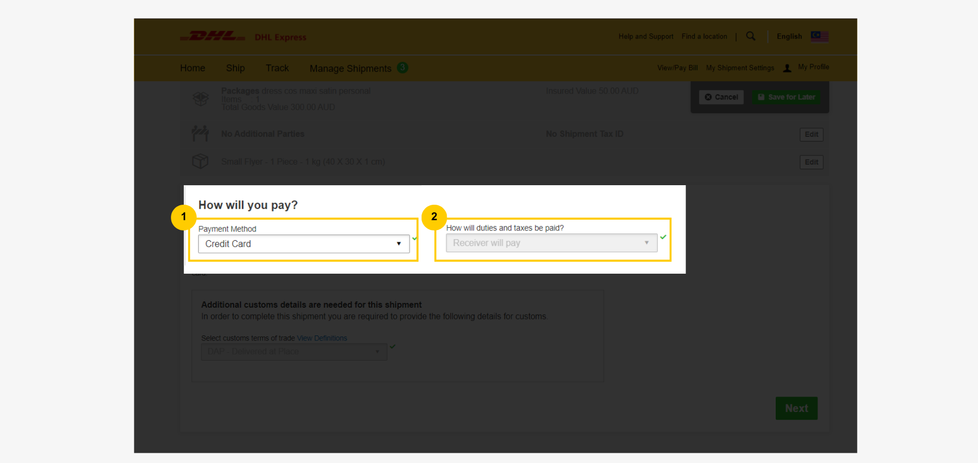 Import Shipment Payment Methods Import Shipment Payment Methods