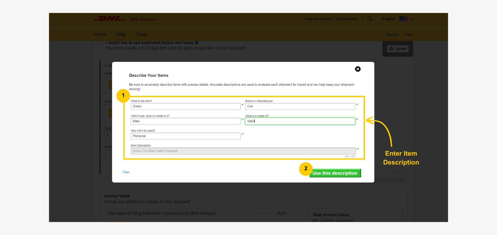 Import Shipment Create Item Descriptions via Prompts Import Shipment Create Item Descriptions via Prompts