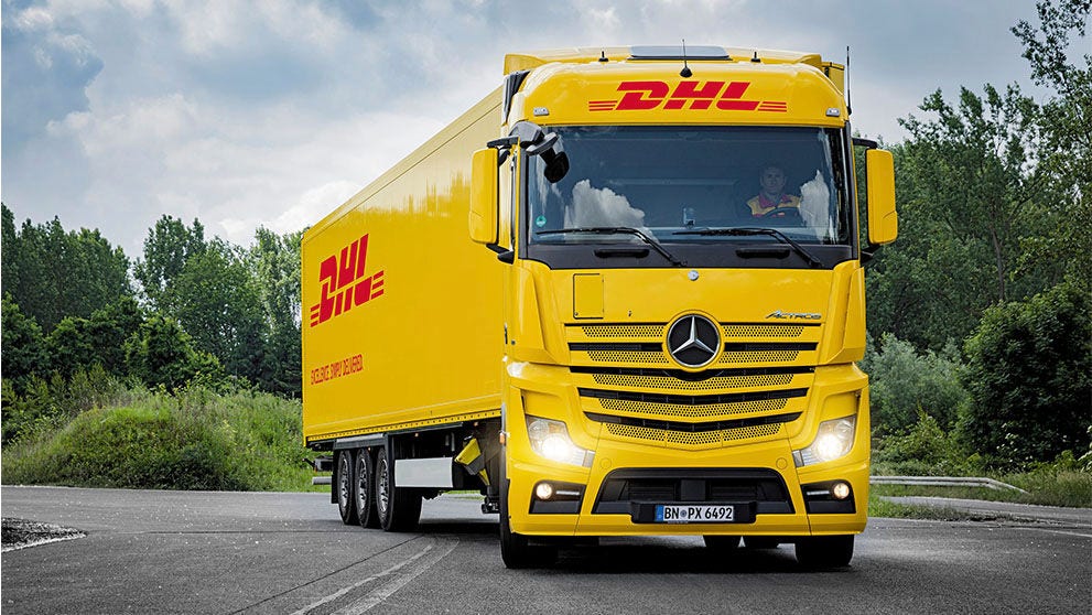 DHL truck on a road