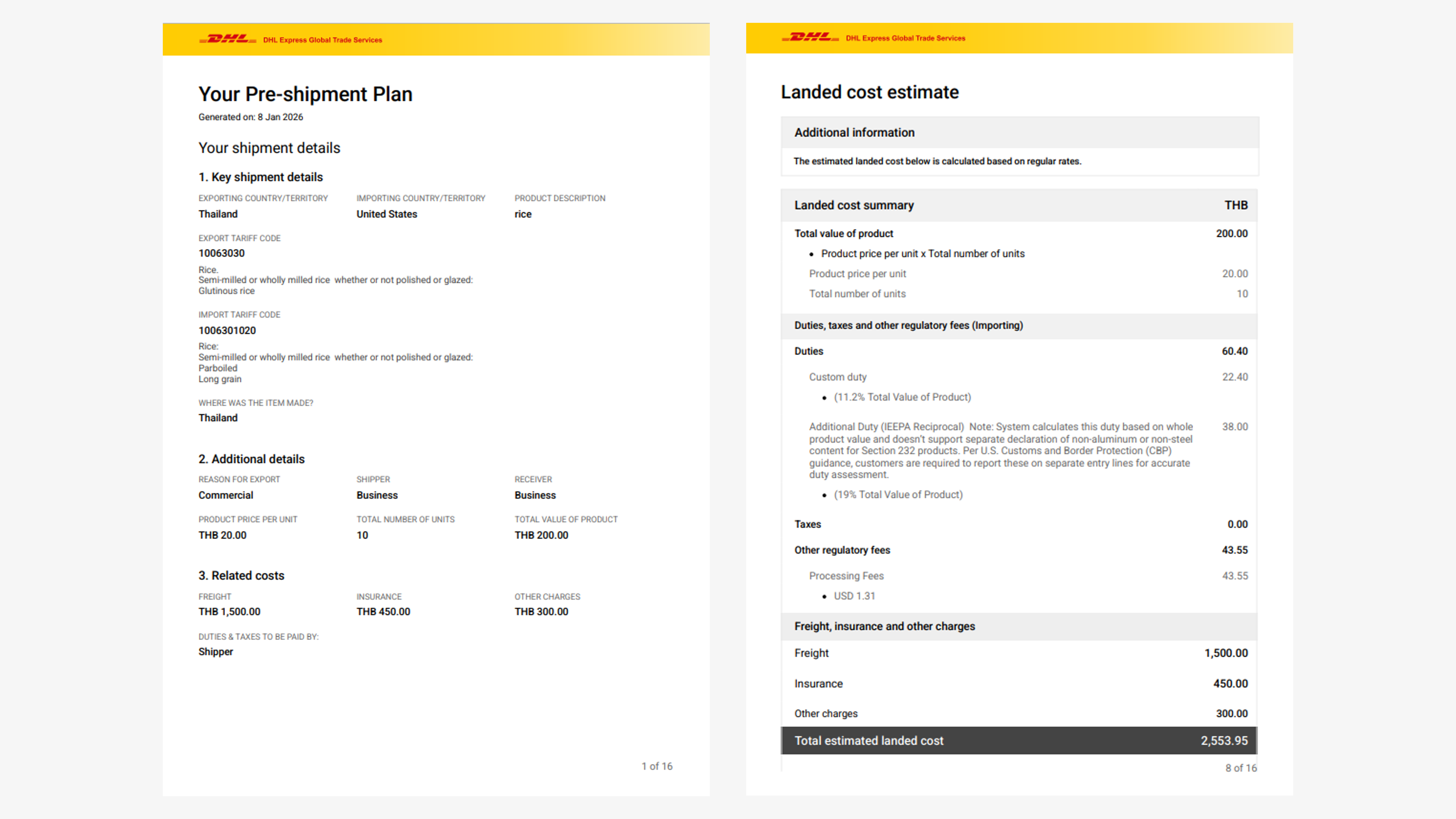 MyGTS Calculate Customs Duties