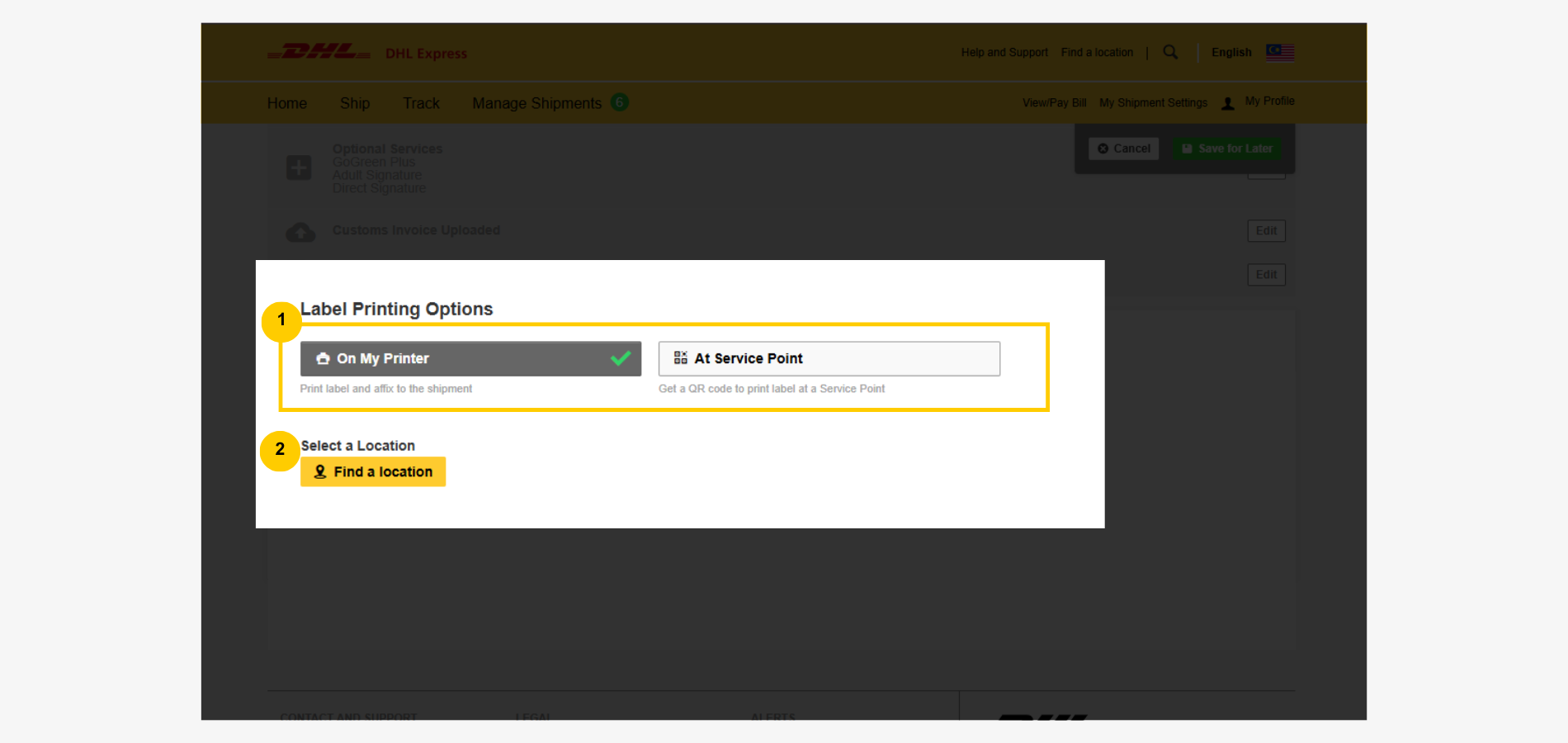 Export Guide-Shipment-Dropoff-Label-service point