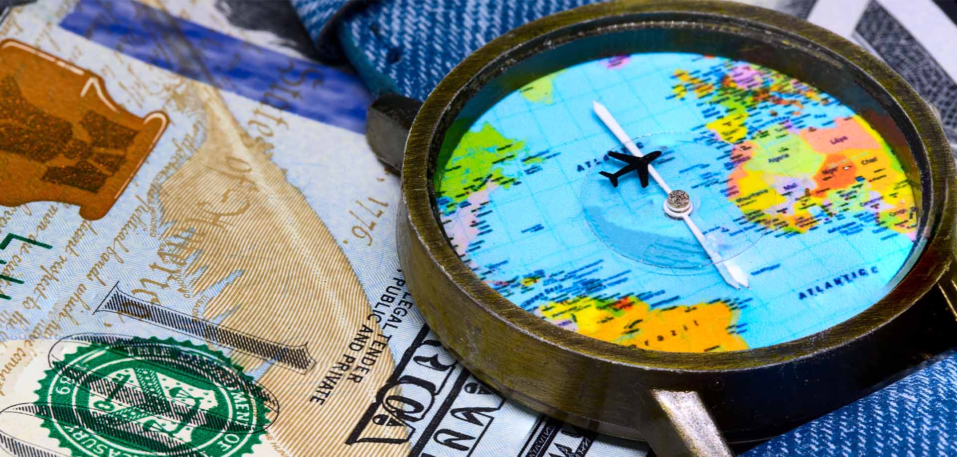 Compass with globe on it
