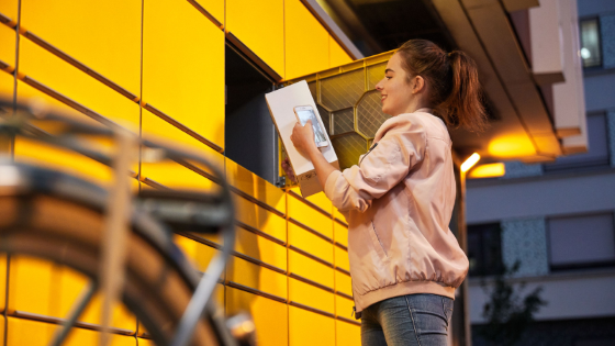 dhl receiver picking up package from delivery locker